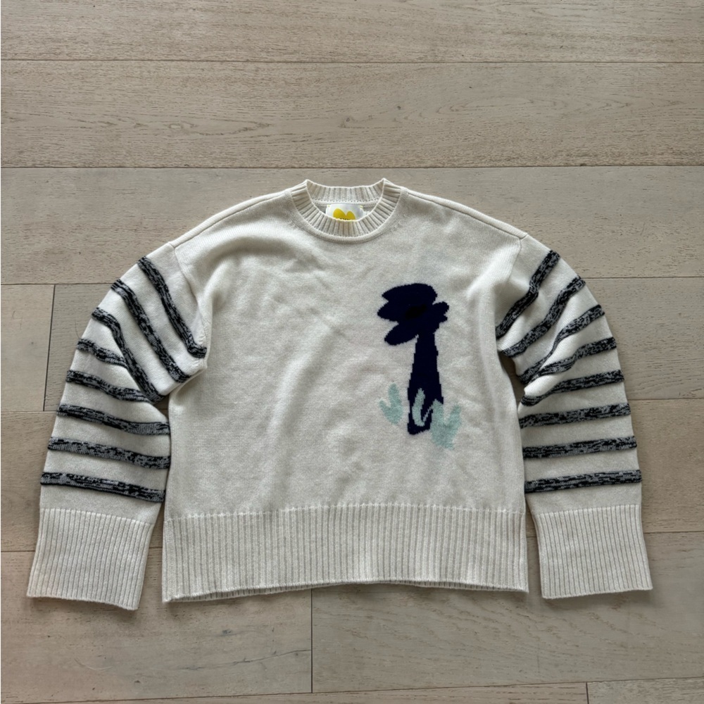 Kerri Rosenthal 100% Cashmere IMAGINE FLOWERS stunning sweater S